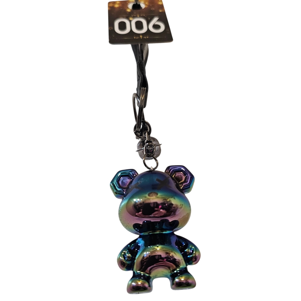 # 006 Iridescent Blue and Purple Bear Keychain